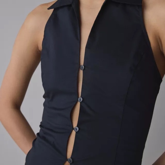Urban Outfitters Party Girl Cotton-Blend Button Down Sleeveless Top Size L - Picture 3 of 8